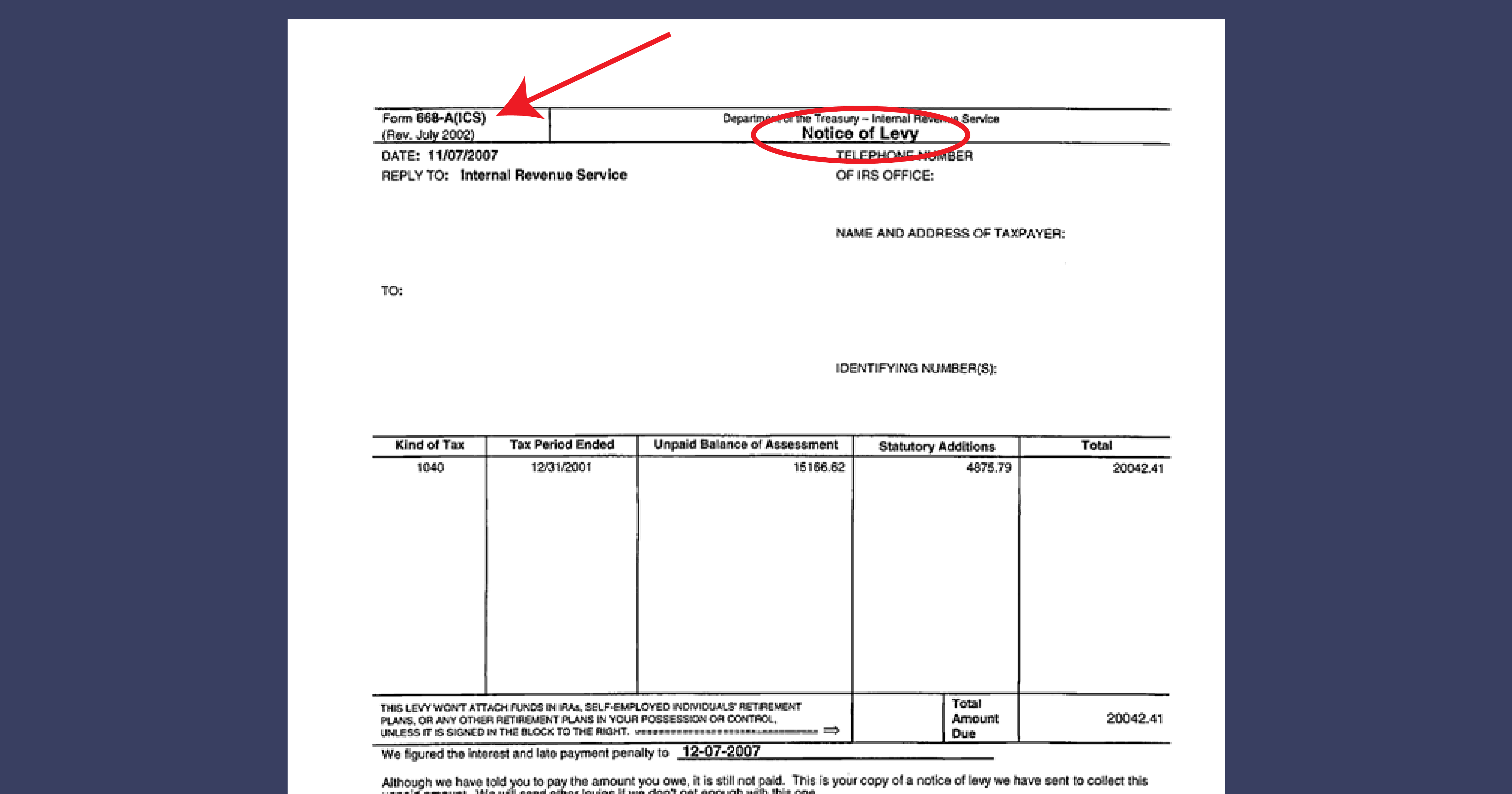 Irs Levy Chart